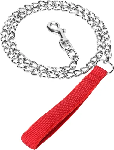 Vista 7 de SGODA - Correa de metal resistente para perro, 4 pies x 0.118 in, color negro