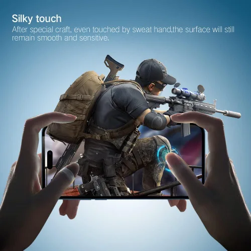 Vista 4 de PERFECTSIGHT Protector de pantalla antiluz azul diseñado para iPhone 14 Pro 2022 de 6.1 pulgadas, paquete de 2 vidrios templados con bloqueo de luz