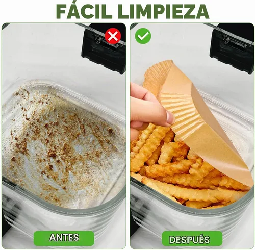 Vista 6 de NutriChef 50 forros de papel para freidora de aire, revestimiento cuadrado desechable para pergamino, antiadherente, resistente al aceite y al agua
