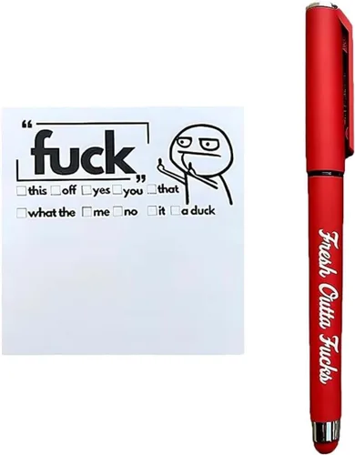 Vista 9 de Fresh Outta Fucks - Juego de notas adhesivas divertidas y bolígrafo, regalo de elefante blanco, divertido accesorio de escritorio, regalos