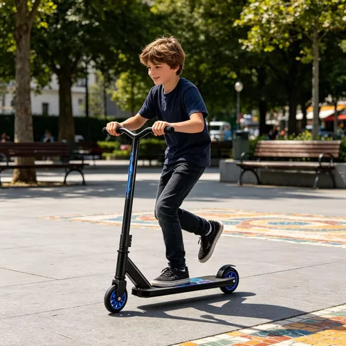 Vista 4 de Patinete profesional para niños de 8 años en adelante, patinete completo de trucos para ciclistas intermedios, principiantes, avanzados