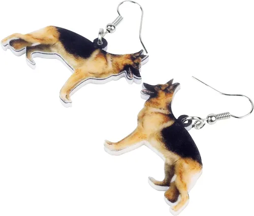 Vista 4 de DUOWEI German Shepherd Dog Earrings Acrylic Pets Drop Dangle Jewelry Party Birthday Gifts for Women Teen Girls Kids