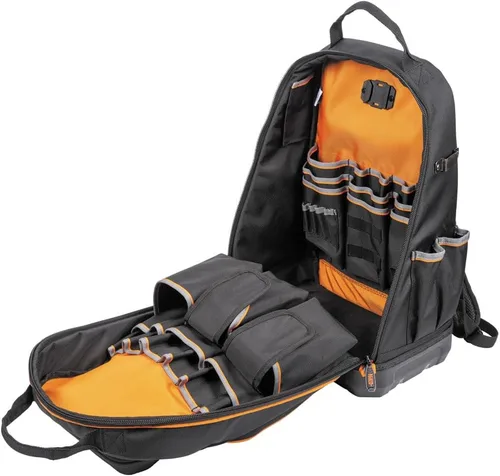 Vista 8 de Klein Tools 62800BP - Mochila para herramientas, 40 bolsillos, color negro y naranja