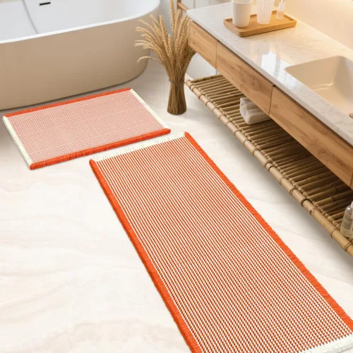 Vista 40 de IM HOME Tapete de baño de punto gofre, color caqui, de 24 x 17 pulgadas, tejido bohemio, moderno, absorbente, antideslizante, suave, lavable