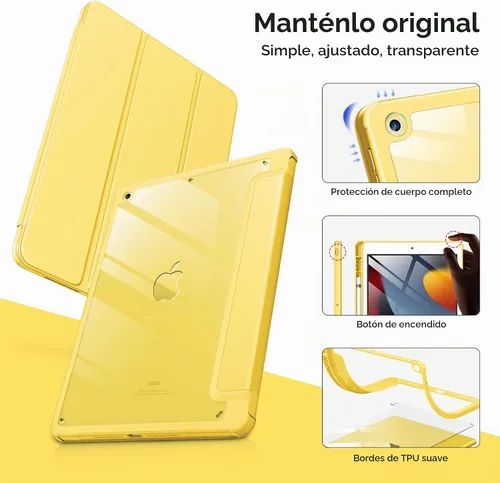Vista 3 de VIKESI Funda para iPad de 9ª / 8ª / 7ª generación de 10.2 pulgadas (versión 2021/2020/2019), parte trasera transparente, cubierta de marco de TPU a