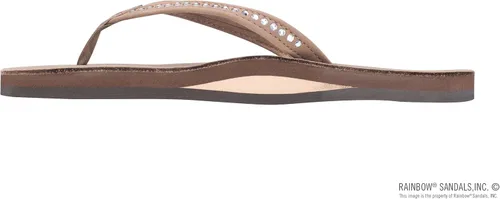 Vista 2 de Rainbow Sandals Mujer de una sola capa de cuero de primera calidad con correa estrecha de cristal Swarovski