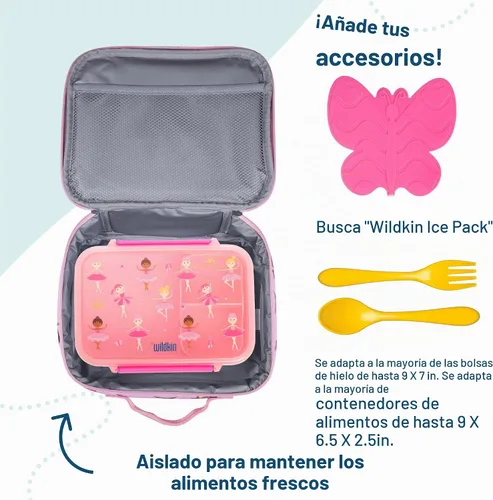 Vista 5 de Wildkin Lonchera para niños con aislamiento – Durable y reutilizable para la escuela y los viajes - Bailarina