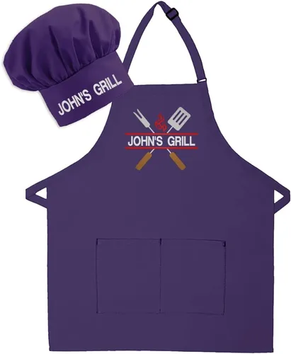 Vista 8 de Delantal bordado personalizado para adultos, hecho en los Estados Unidos, para hombres, mujeres, día del padre, cocina, barbacoa, parrilla, regalo