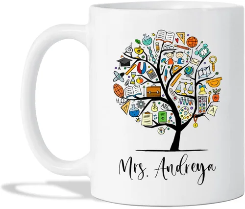 Vista 10 de Taza de café personalizada de cactus, taza de flores de cactus con nombre, taza de té de cactus, taza de cerámica con nombre personalizado, regalos