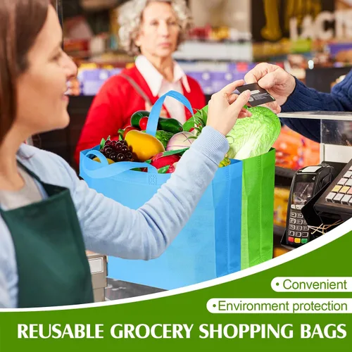 Vista 2 de Silkfly 100 bolsas tejidas reutilizables de Halloween a granel, bolsas de compras de otoño de Acción de Gracias, bolsas de compras para cumpleaños