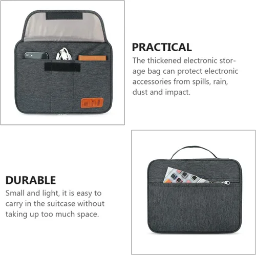 Vista 3 de Multi-Layer Electronic Organizer Bag with Tablet Pocket Portable Cable Storage Pouch for Travel Impact and Dust Resistant Digital Accessories Case