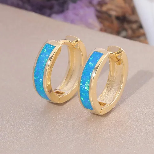 Vista 100 de CiNily Aretes Huggie de ópalo con bisagras, chapados en oro, hipoalergénicos, pequeños aretes de aro para mujeres, adolescentes, niñas, hombres