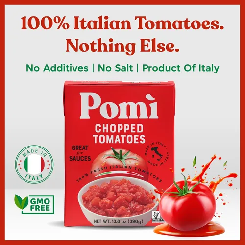 Vista 3 de Pomì Tomates picados – Tomate italiano picado hecho de tomates italianos 100% frescos naturales – Sin aditivos ni conservantes – Tomates triturados