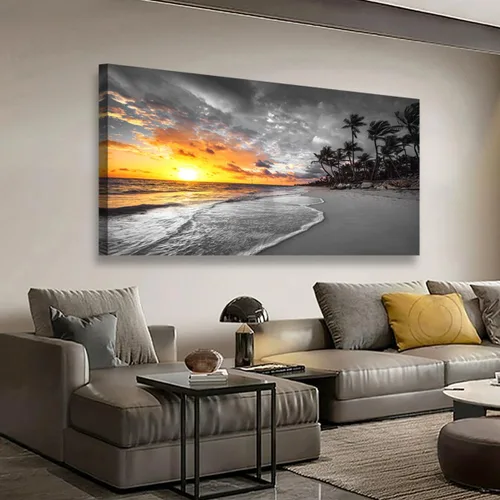 Vista 21 de Cuadros de bosque azul para pared, arte de pared para sala de estar, dormitorio, bosque impreso para decoración del hogar, arte abstracto de niebla