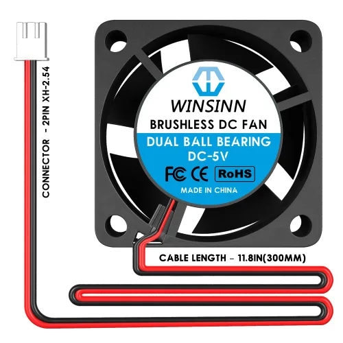 Vista 4 de WINSINN Ventilador de 1.575 in y 5 V, rodamiento de bolas dual 7000 RPM, 4020, silencioso reemplazo del ventilador para impresora 3D/DVR/electrónica