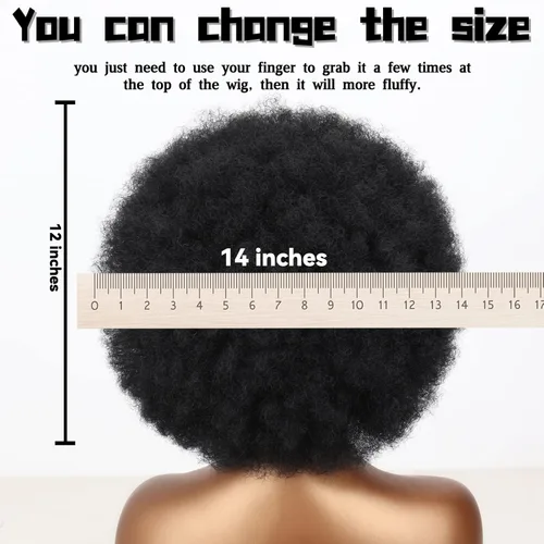 Vista 3 de Xinran Pelucas afro cortas de los años 70 para mujeres negras, peluca afro corta negra sintética grande de los años 70, peluca afro de 8 pulgadas 60