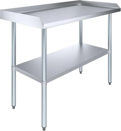 Vista 7 de AmGood Mesa de trabajo comercial con protector contra salpicaduras y protectores laterales contra salpicaduras Altura: 35" Mesa de preparación