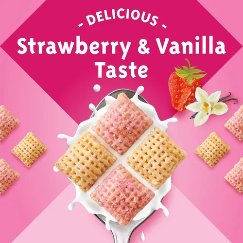 Vista 3 de Cereal Chex de Fresa y Vainilla, cereales para el desayuno sin gluten, hechos con grano integral, 12.4 onzas
