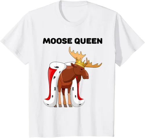 Vista 17 de Moose Queen Camiseta para niñas amantes de los alces Camiseta de alce para mujer, Blanco