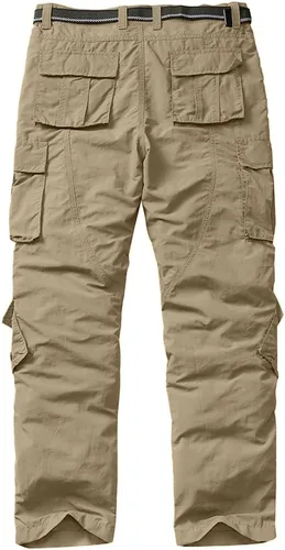 Vista 2 de linlon Pantalones cargo de senderismo ligeros de secado rápido para hombre con 8 bolsillos