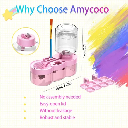 Vista 3 de Herramienta limpiadora de pinceles con 10 pinceles de pintura, enjuague de pincel de ciclo de agua con soporte y paleta, enjuague mis pinceles