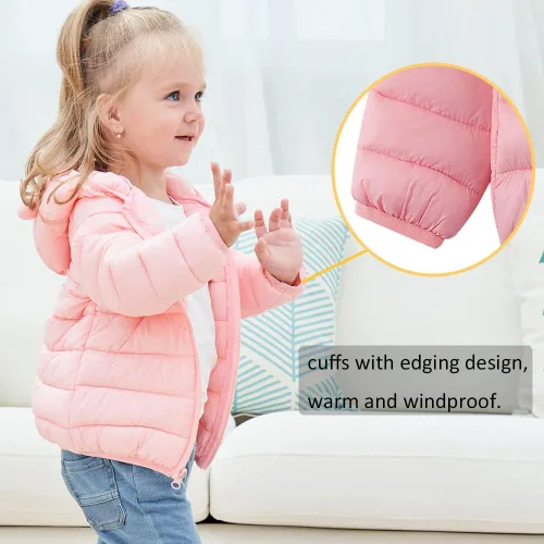Vista 4 de UNICOMIDEA Abrigos de invierno para niños con estampado 3D con capucha alternativa, abrigo para niñas de 6 meses a 6 años