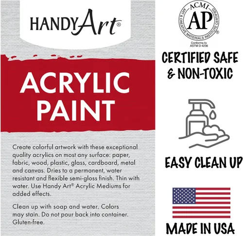 Vista 5 de Handy Art Pintura acrílica, juego de 12 colores, botellas de 16 onzas, acrílico líquido para estudiantes semibrillante, consistencia de flujo
