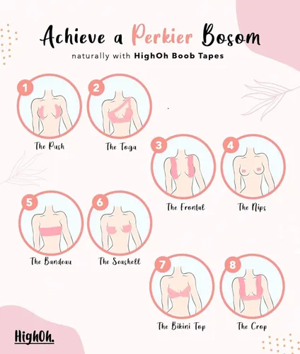 Vista 4 de HighOh Cinta adhesiva de elevación de 4 pulgadas de ancho Sujetador push-up adhesivo invisible sin espalda Copa A-G DDDDDDD con cubiertas
