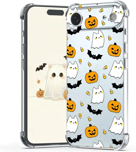 Vista 12 de Funda transparente para iPhone 17 Pro Max, diseño de calabaza negra Funda protectora suave para iPhone 17 Pro Max Halloween Pumpkin