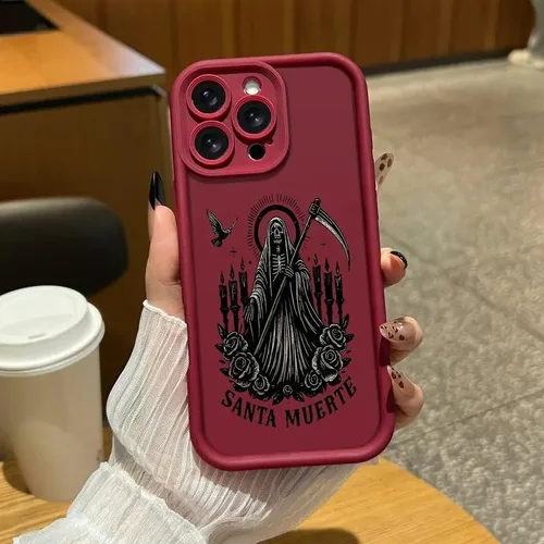 Vista 3 de Santa Muerte Grim Reaper Skull Phone Case，Black：Fits iPhone 14 Pro Max Negro
