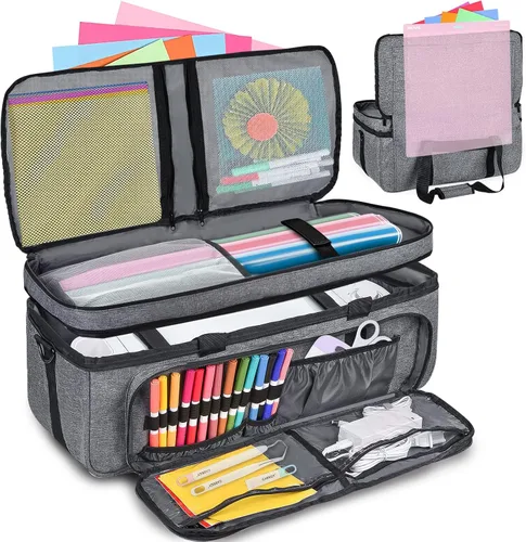Vista 15 de IMAGINING Estuche de transporte para Cricut Maker 3, Maker 4, Bolsa de máquina de doble capa con cubierta para Cricut Explore 4, Explore 3, Explore
