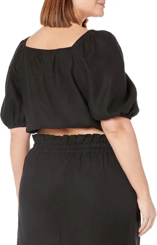 Vista 5 de The Drop Evelyn - Camiseta corta con cuello cuadrado y burbujas para mujer