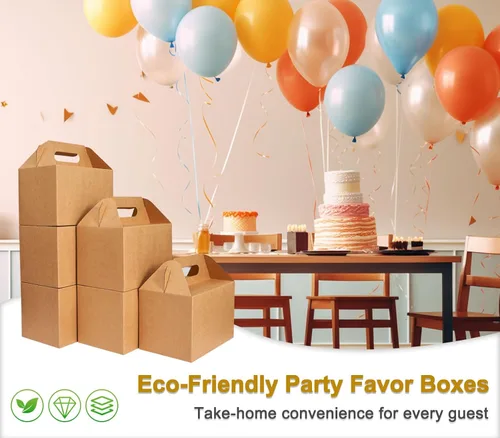 Vista 4 de Happyhiram Paquete de 10 Cajas Grandes a Dos Aguas, Color Marrón - Contenedores de Papel Kraft Resistentes de 9x6x6 Pulgadas para Regalos, Almuerzos