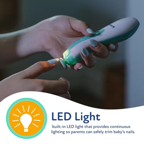 Vista 4 de Dr. Talbot's Cortador de uñas eléctrico para bebés, lima de uñas de bebé con luz LED y estuche de almacenamiento, más de 3 meses