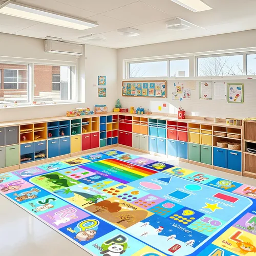 Vista 9 de Alfombra infantil para sala de juegos, dormitorio, 2.5 x 4 pies, alfombra educativa ABC para aula, guardería, alfombra antideslizante de aprendizaje