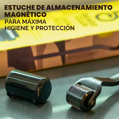 Vista 8 de The Beard Club Premium Derma Roller y Aceite para el Crecimiento de Barba - Rodillo de microagujas con 540 microagujas de titanio para la cara