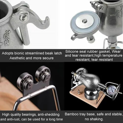 Vista 3 de High Pressure Puffed Rice Maker Traditional Retro Stainless Steel Popcorn Cannon Hand Crank Hot Air Popcorn Maker Small Stovetop Popcorn Machine