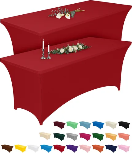 Vista 18 de Pureegg - Juego de 2 manteles de elastano ajustables de 1,2 m para mesas rectangulares, mantel elástico y sin arrugas para mesa de masajes, fiestas