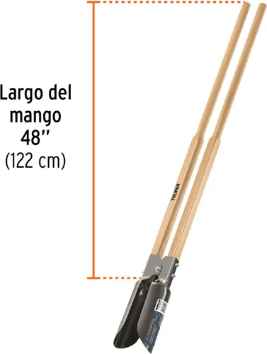 Vista 3 de Truper - Excavadora de agujeros de poste con mango de madera de 48 pulgadas (modelo 11973 / CA-36) Atlas Pattern, 1.8 mm Heavy-Duty Tempered Steel