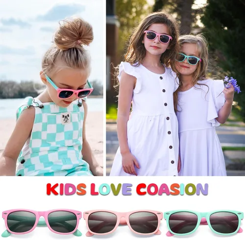 Vista 75 de Lentes de sol polarizados de goma elastómero termoplástico (TPEE) flexible, para niñas y niños de 3 a 9 años