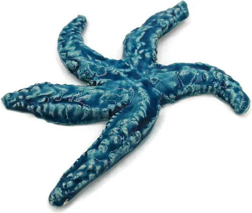 Vista 2 de 1Pc Handmade Ceramic Starfish Tile, Coastal Wall Decor for Home, Swimingpool Aquarium or Fish Tank, Beach Lover Gift for Women