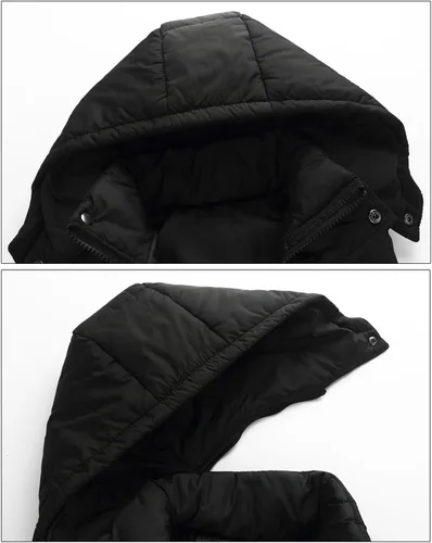 Vista 3 de Happy Cherry Chaleco acolchado de invierno para niños, con capucha, desmontable, con cremallera, sin mangas, 5-12T