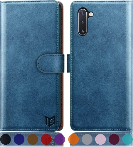 Vista 8 de SUANPOT Funda de piel tipo cartera para Samsung Galaxy Note 10 de 6.3 pulgadas con bloqueo RFID, soporte para tarjetas de crédito, libro de folio
