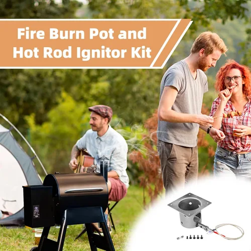 Vista 7 de Kit de repuesto de olla de combustión y encendedor de varilla caliente para parrillas de pellets de madera Traeger y Pit Boss, olla de combustión