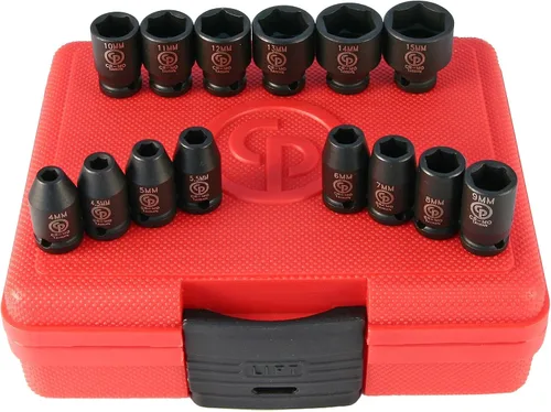 Vista 24 de Chicago Pneumatic SS814D - Unidad cuadrada de 1 pulgada, métrica profunda, 6 puntos, juego de llaves de impacto (4 piezas)