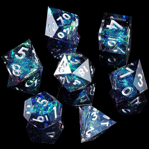 Vista 18 de Mini Planet RPG DND - Juego de mesa poliédrico de resina de borde afilado de Dungeons and Dragons, hecho a mano, 7 piezas (dinosaurio 3D)