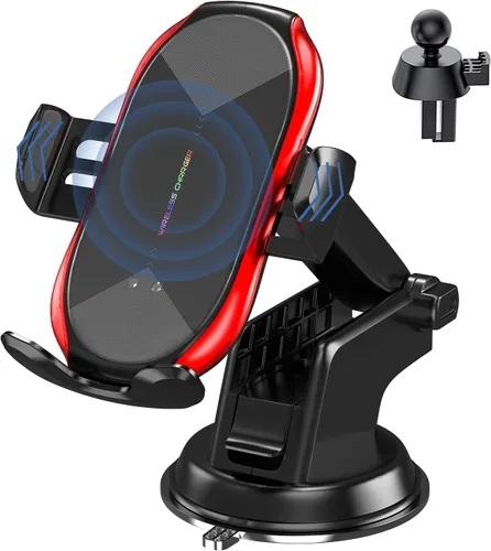 Vista 10 de Soporte inalámbrico con cargador para vehículo, con sujeción automática Qi, 10 vatios, 7.5 vatios, de carga rápida, para teléfono, soporte