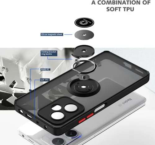 Vista 2 de QUIETIP Funda compatible con Xiaomi Poco X5 Pro 5G con protector de pantalla, TPU + policarbonato duro a prueba de golpes, anillo magnético