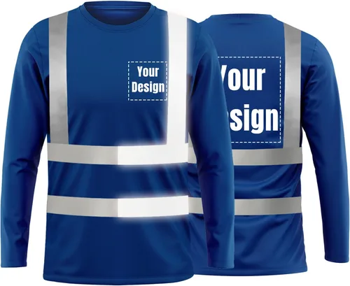 Vista 17 de La alta visibilidad reflexiva de las camisetas de la seguridad del logotipo de encargo Hola Vis de Verde neón