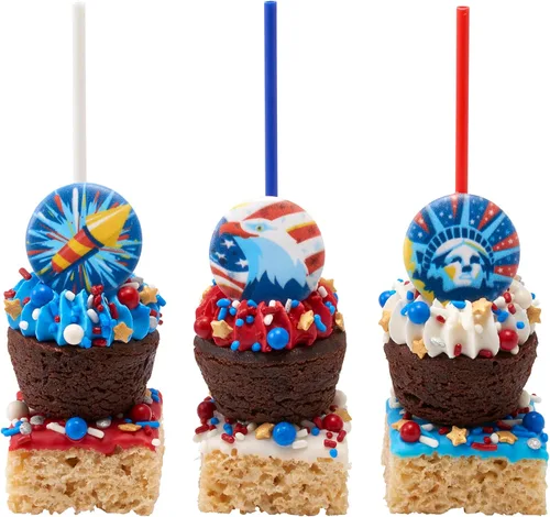 Vista 12 de DecoPac Firecracker Deluxe Fusion Mix, 26 onzas, Gránulos de fantasía patrióticos comestibles en recipiente de mano, Gránulos comestibles